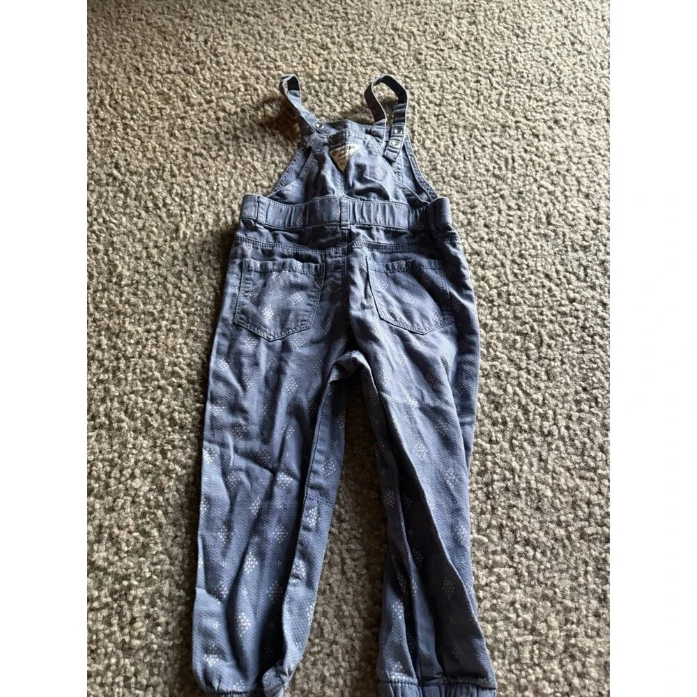 Vintage OshKosh B’Gosh Girls’ Denim Floral Bib Overalls Size 2T